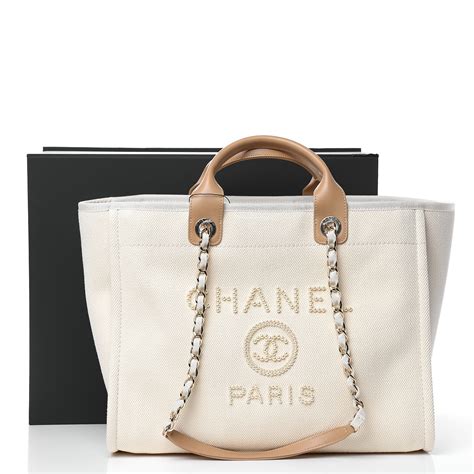 chanel pearl deauville tote|chanel deauville tote large size.